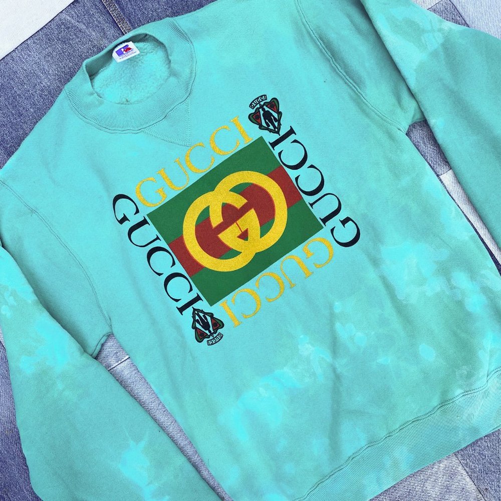 Vintage Gucci Bootleg Oversize Tie-Dye Boyfriend Sweatshirt Sweater